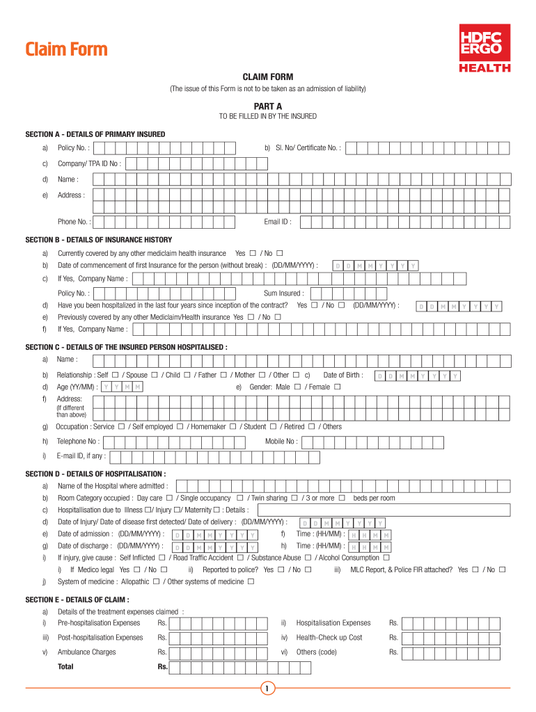 Claim Form Apollo Munich Health Insurance