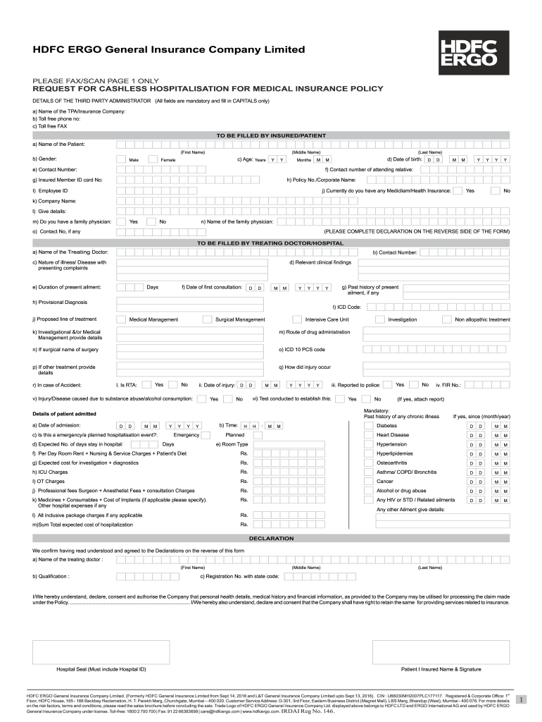 Hdfc Ergo Preauth Form