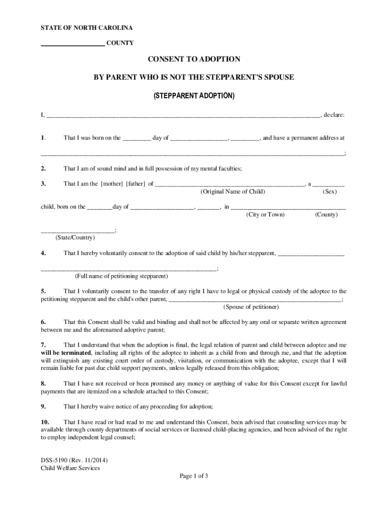 CONSENT to ADOPTION by PARENT WHO is NOT the  Form