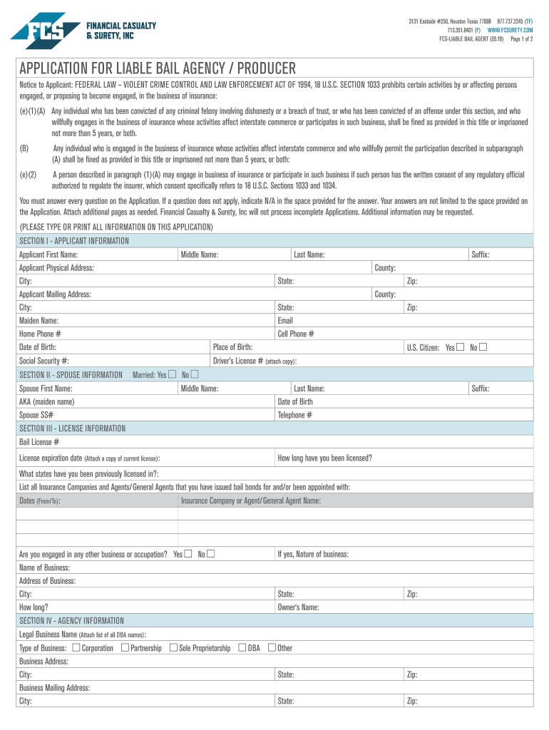 Bail Forms Archives Financial Casualty &amp;amp; Surety