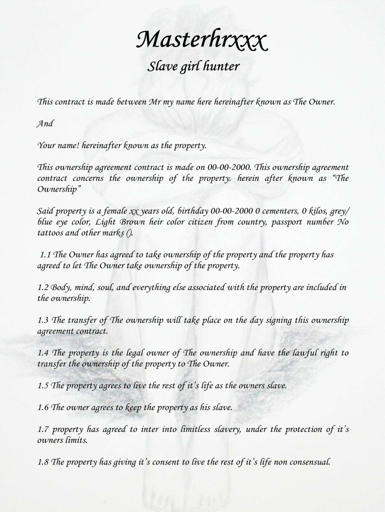 Slave Contract  Form