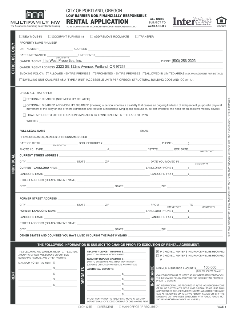 Oregon Sample Forms Multifamily NW