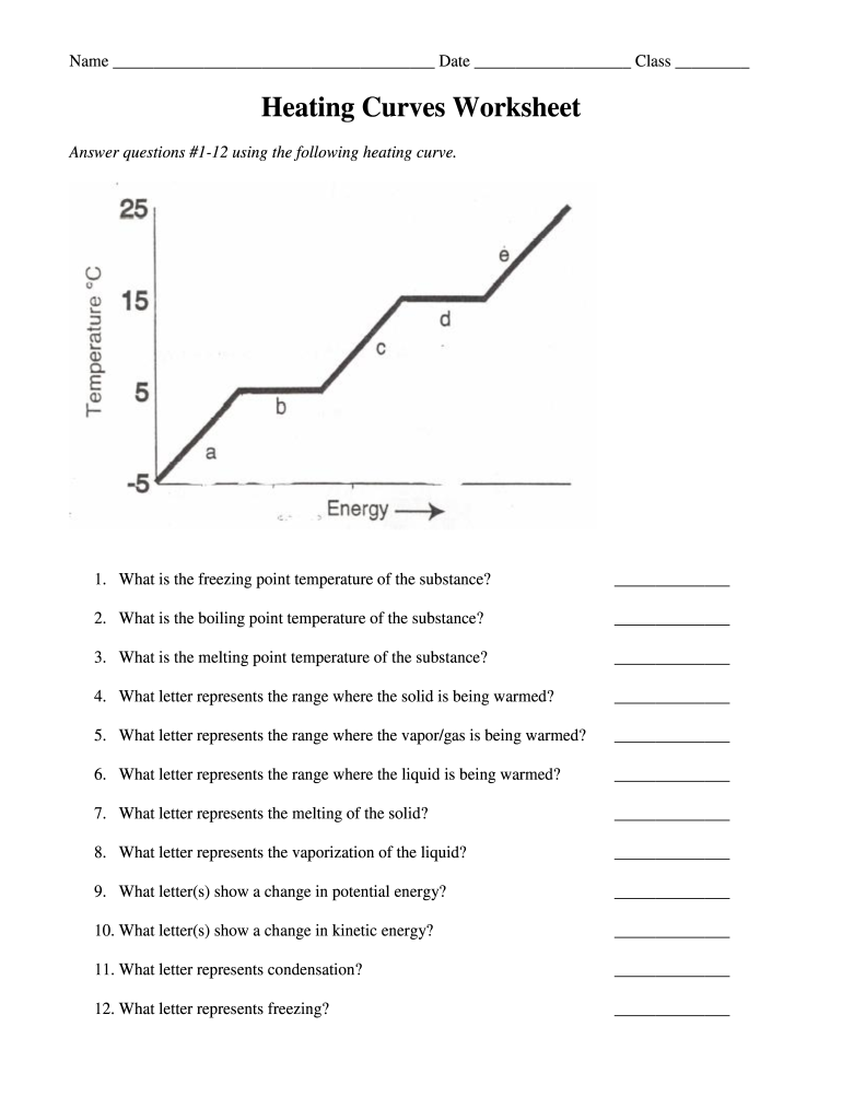 Heating Curve Worksheet  Form