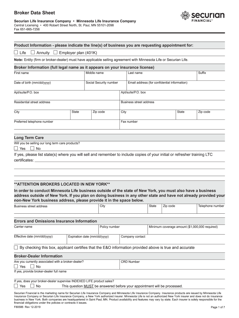  Broker Sheet 2019