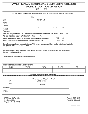 Ftcc Work Study  Form