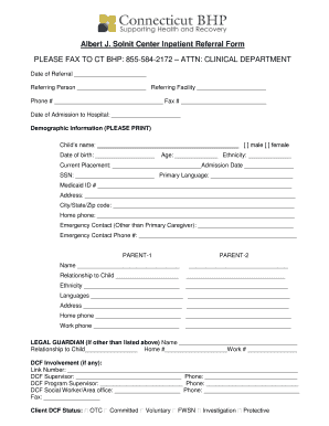 Solnit Inpatient Referral Form