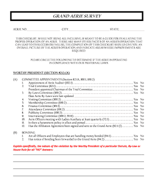 Fraternal Order of Eagles Complaint  Form