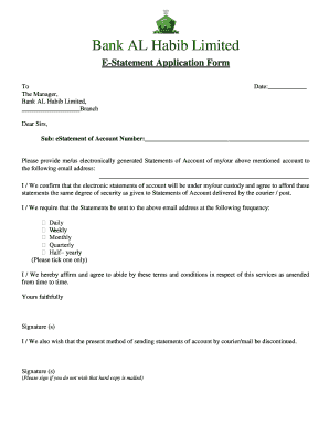 Bank Al Habib Statement Request Form