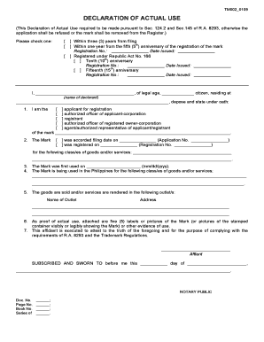 Declaration of Use Form