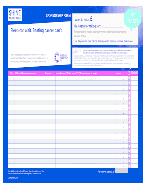 Cancer Research Sponsor Form