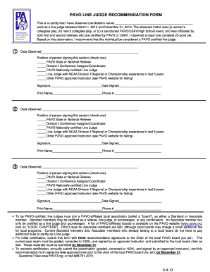 PAVO LINE JUDGE RECOMMENDATION FORM Pavo