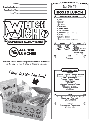Which Wich Order Form
