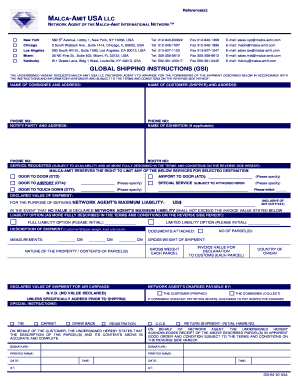 GLOBAL SHIPPING INSTRUCTIONS GSI  Form