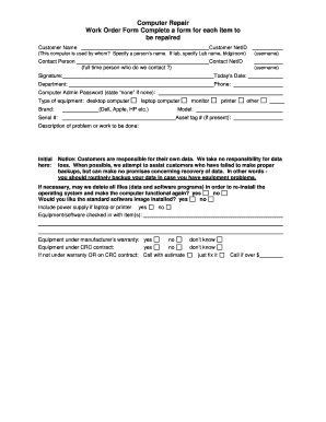 Computer Repair Intake Form