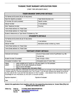 Thusani Trust Bursary  Form