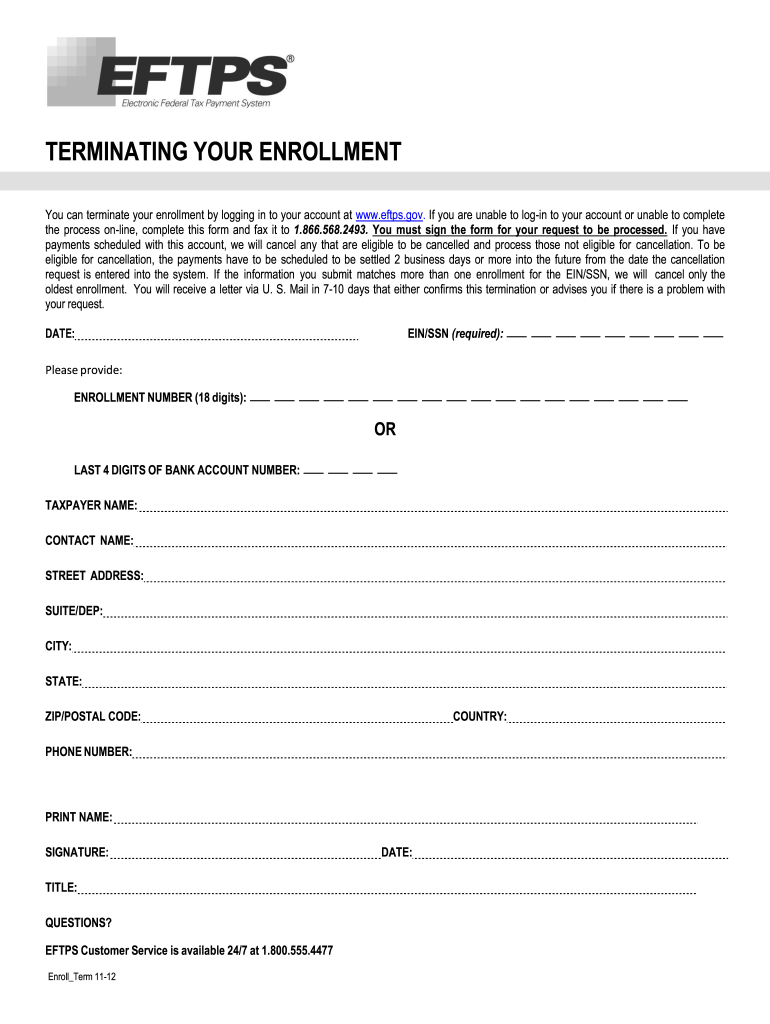 Get and Sign Eftps Enrollment Online 2012-2022 Form