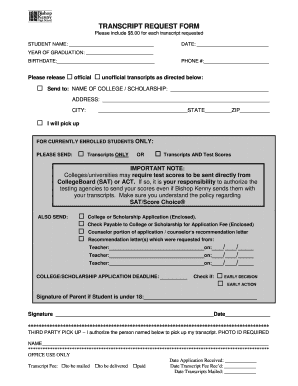 Bishop Kenny High School Transcript Request Bishopkenny  Form