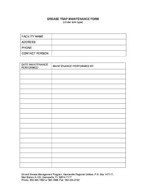 Grease Trap Cleaning Log Form - Fill Out and Sign Printable PDF ...