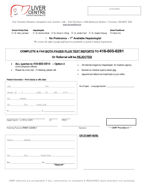 Toronto General Hospital Liver Clinic  Form