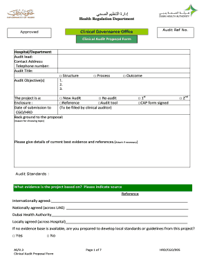 Clinical Audit Proposal  Form