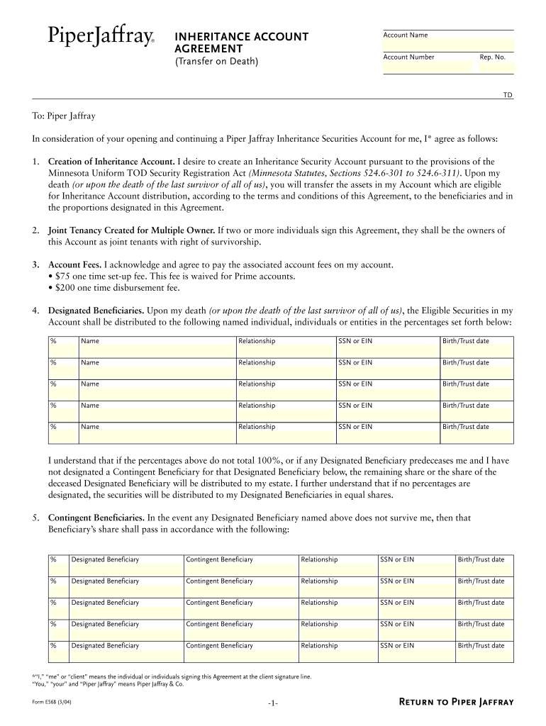  INHERITANCE ACCOUNT AGREEMENT Piper Jaffray 2004-2024