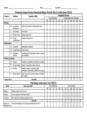 Woodcock Johnson Psychoeducational Battery PDF  Form