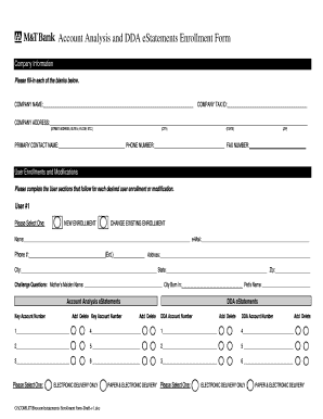 M T Bank Statement PDF  Form