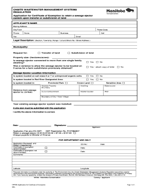 Ejector System Manitoba  Form