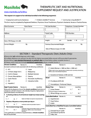 TherapeuticSpecial Diet Request Form Adult