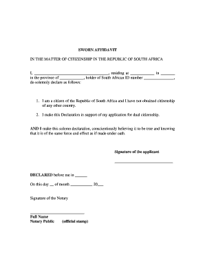 Affidavit Template South Africa  Form