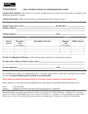 Health First Reimbursement Form