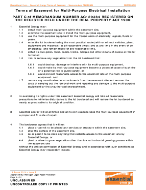 Essential Energy Part a of Memorandum Ag189384 Form