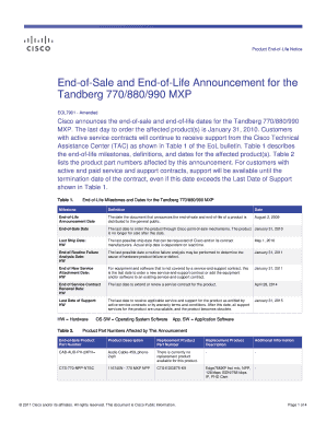 End of Sale and End of Life Announcement for the Tandberg 770880990 MXP Instructions for Form 990, Return of Organization Exempt