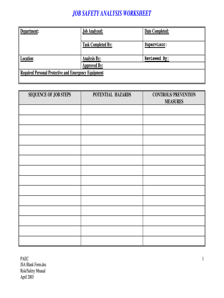  Jsa Form 2003-2024