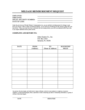 Workers Comp Mileage Form
