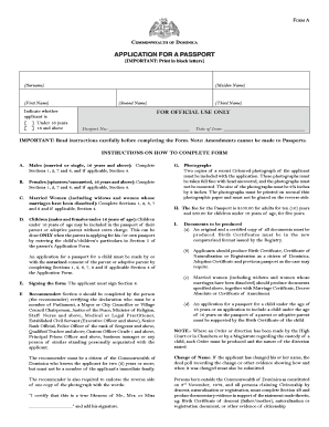 Dominica Passport Form