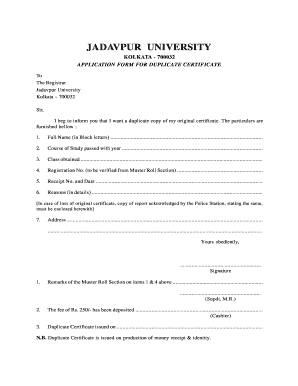 Medical Certificate Format for Jadavpur University