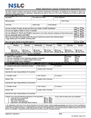  Nslc Job Application 2014-2024