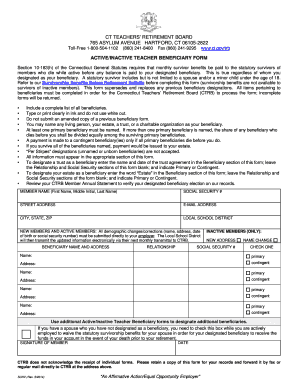 Beneficiary Change Form Ct Teachers Retirement