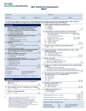 Mini Nutrition Assessment  Form