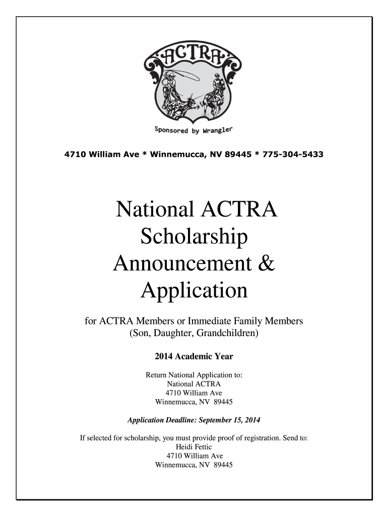  National Actra Scholarshipo Announcement Apllication 2014-2024