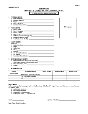 Uet Admission Portal  Form