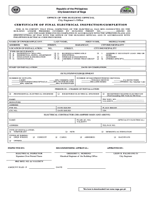 CEO Certificate of Electrical Completion Naga City Naga Gov  Form