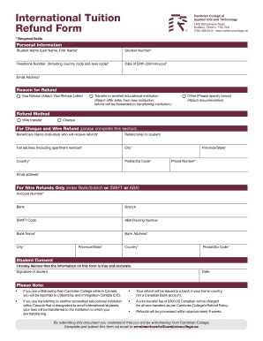 Cambrian College Refund Form