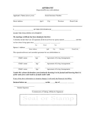 Affidavit of Separation  Form