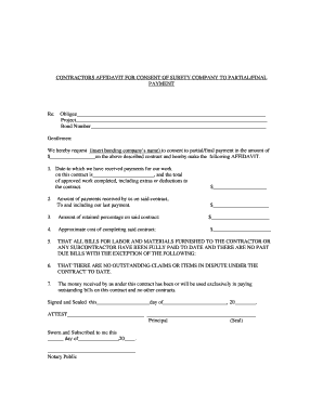 Consent of Surety Sample  Form