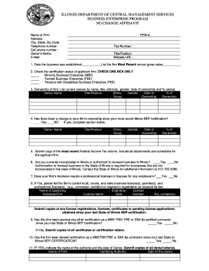 No Change Affidavit NCA State of Illinois Www2 Illinois  Form