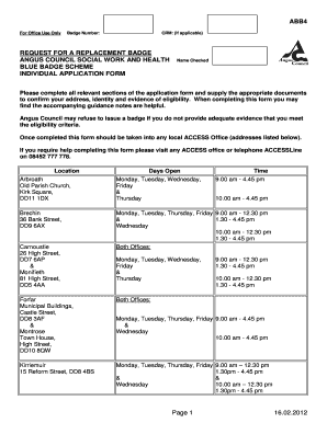 Angus Council Blue Badge  Form