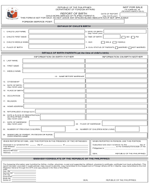 Report of Birth Form