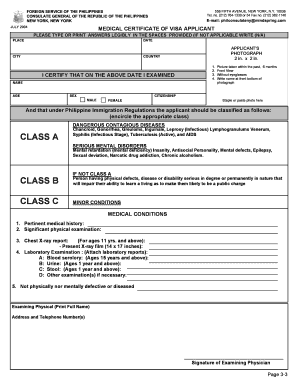 Dfa Medical Examination Form No 11